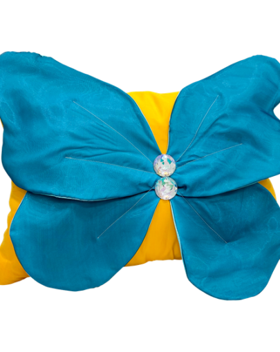 astrid Almohadón decorativo flor azul mariposa amarillo marymar 21